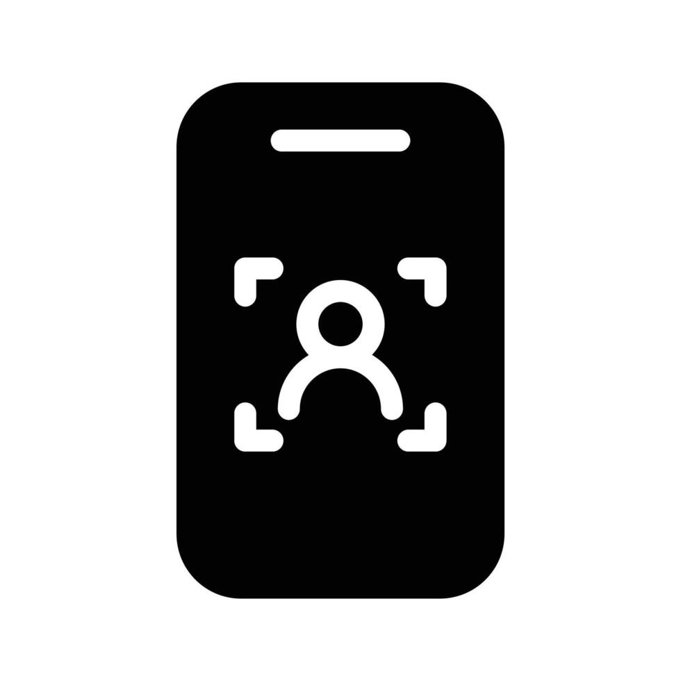Face identification on mobile phone solid icon design good for web or mobile app vector