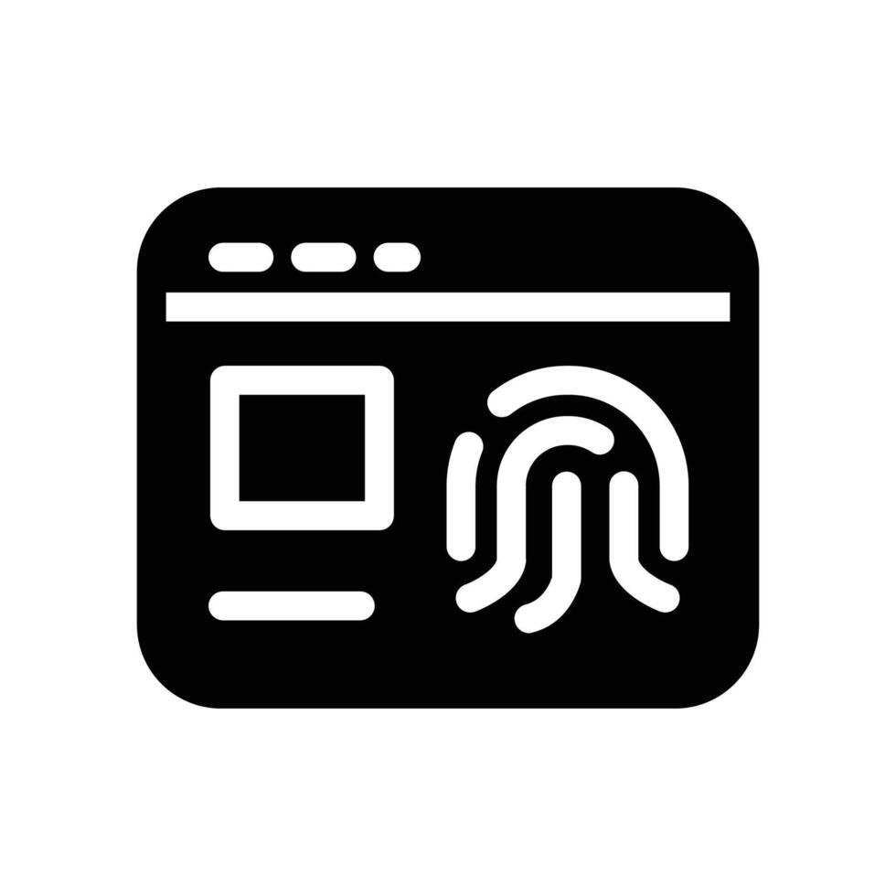 fingerprint in webpage solid icon design good for web or mobile app vector