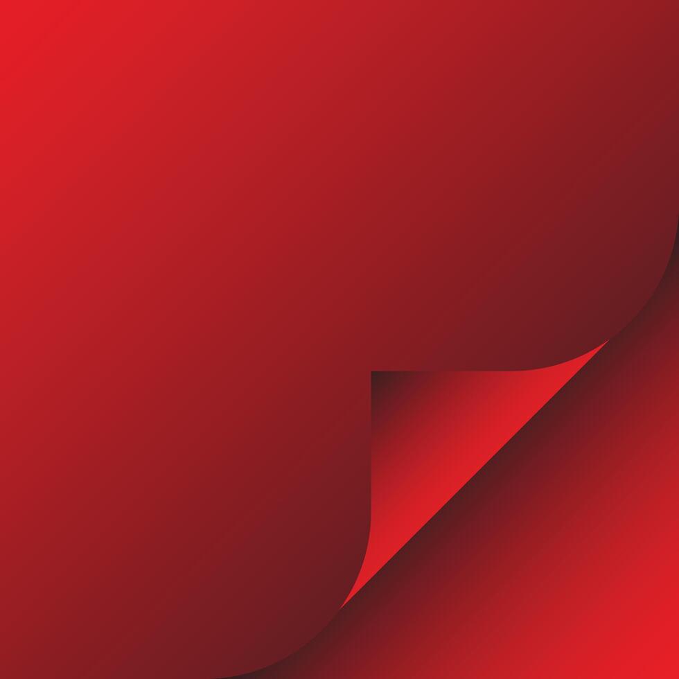 Abstract red background with a curled corner detail and soft shading vector