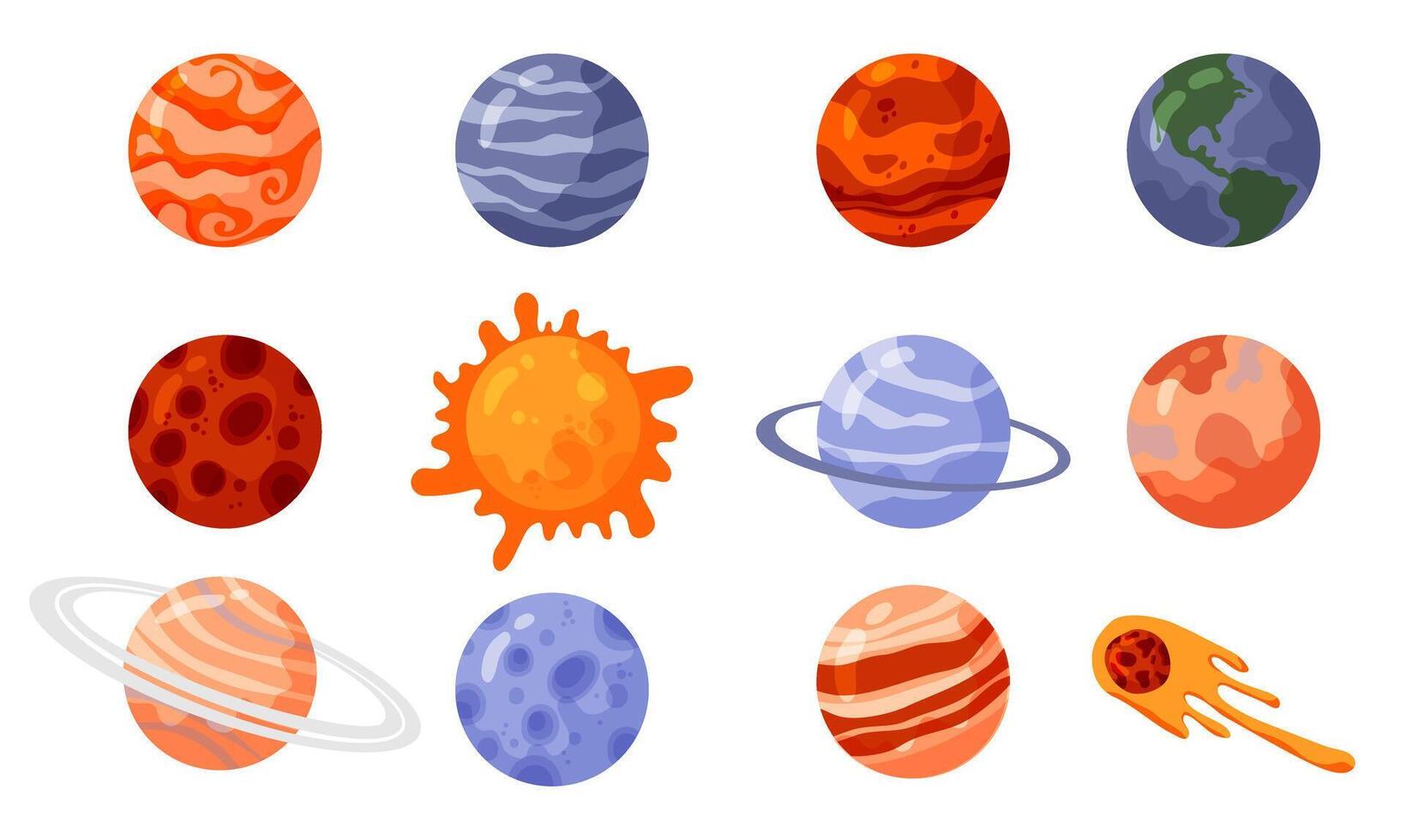 Planet and comet elements. Galaxy for design, posters, backgrounds astronaut and space. vector