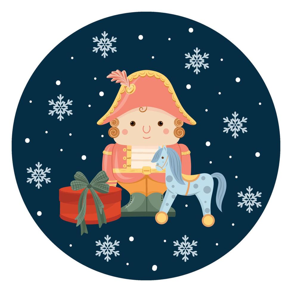 Nutcracker Circle Frame, Nutcracker Illustration, Toy Soldier Circle vector