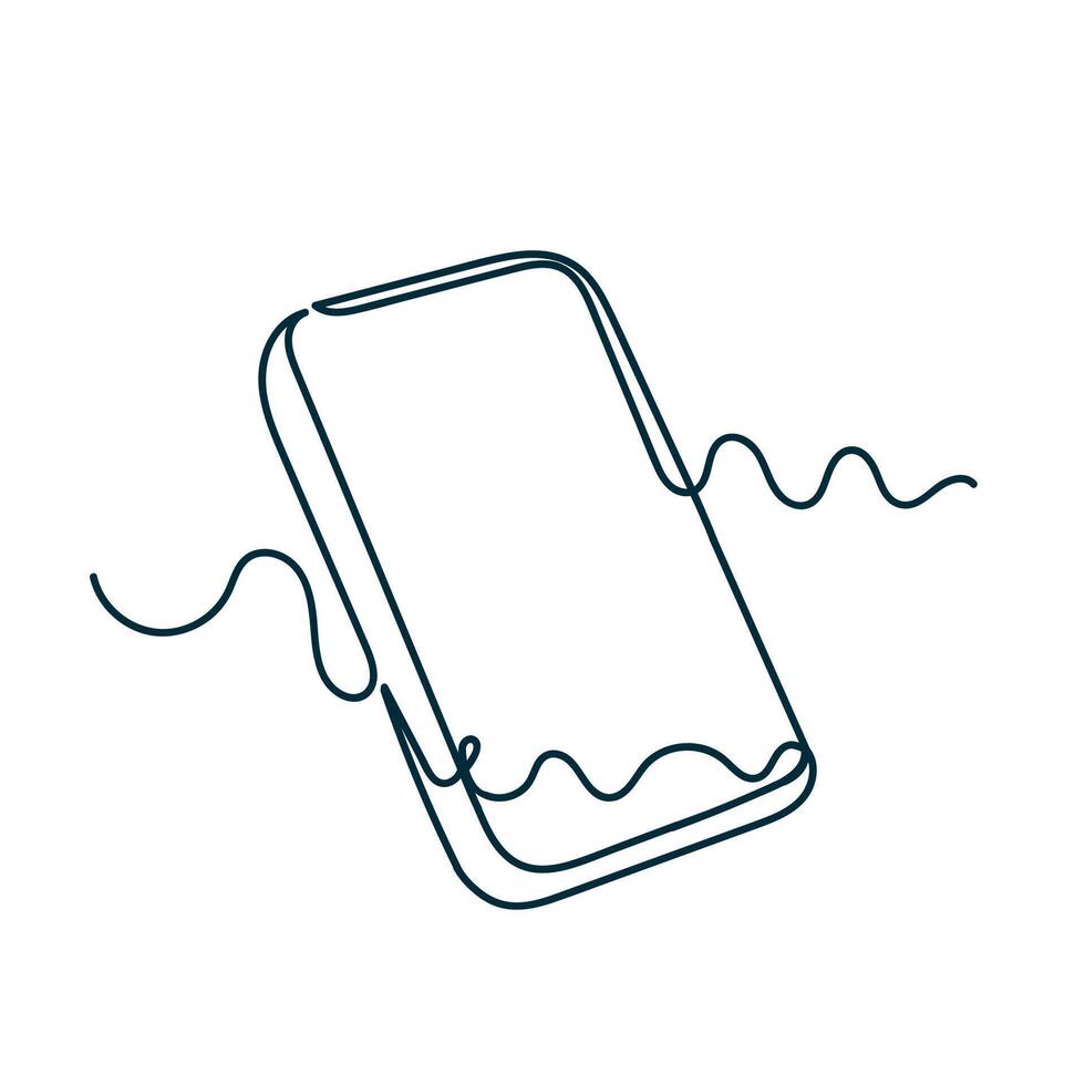 a phone with a wave line on it vector