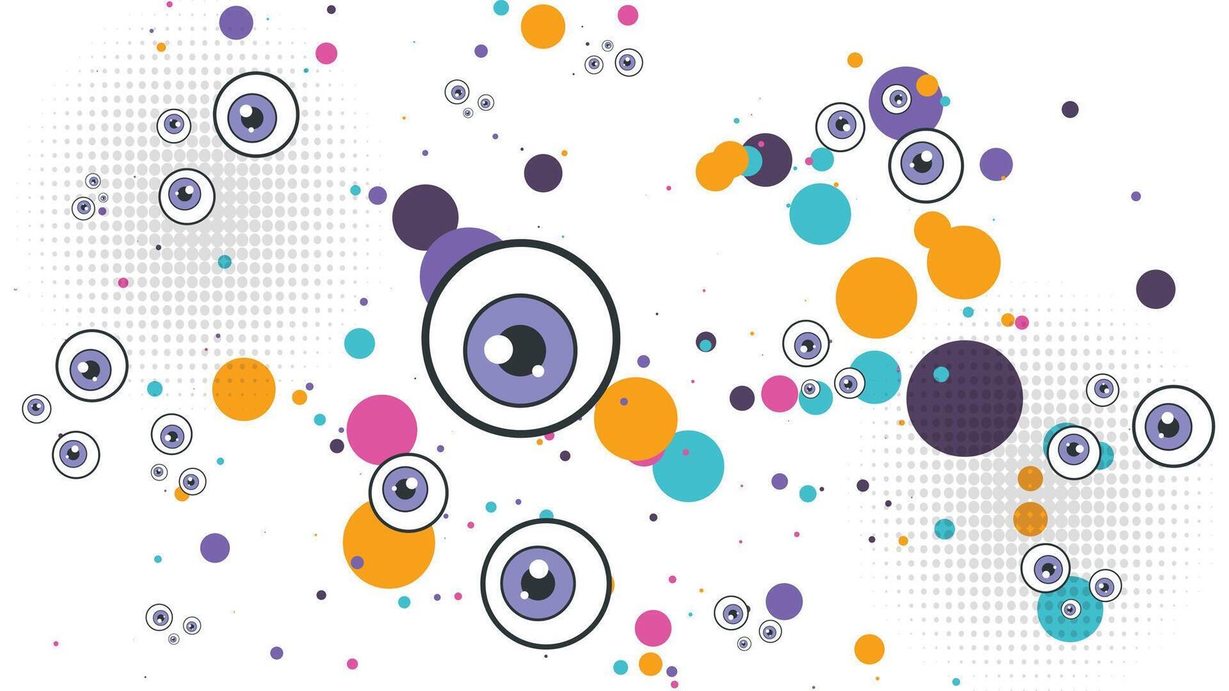 a colorful background with many eyes and circles vector