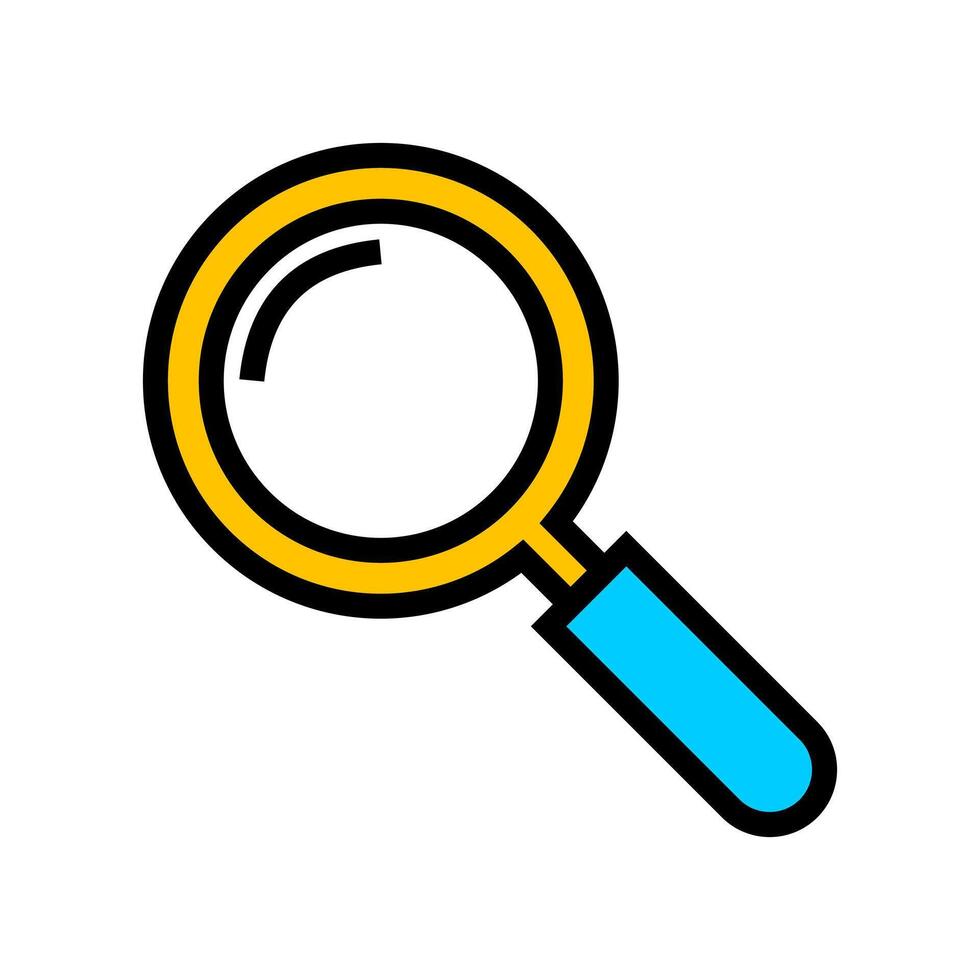 Magnifying glass icon with bold outline and vibrant colors, ideal for search tools, app interfaces, analytics dashboards, or digital productivity and tech branding. vector