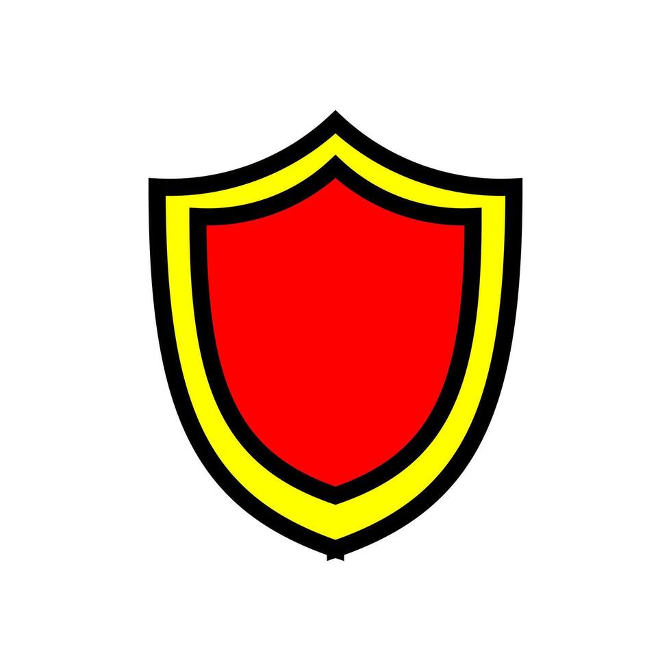 Bold shield icon with red center and yellow border, symbolizing protection and security, ideal for tech branding, cybersecurity themes, app interfaces, or badges. vector