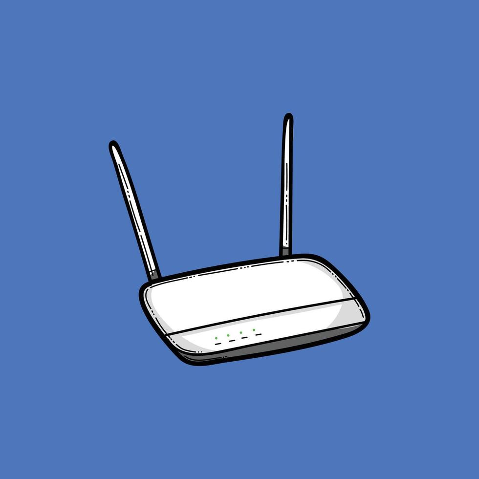 Modern Wireless Router Modem With Antennas On Blue Background For Internet And Home Network Stock Footage vector