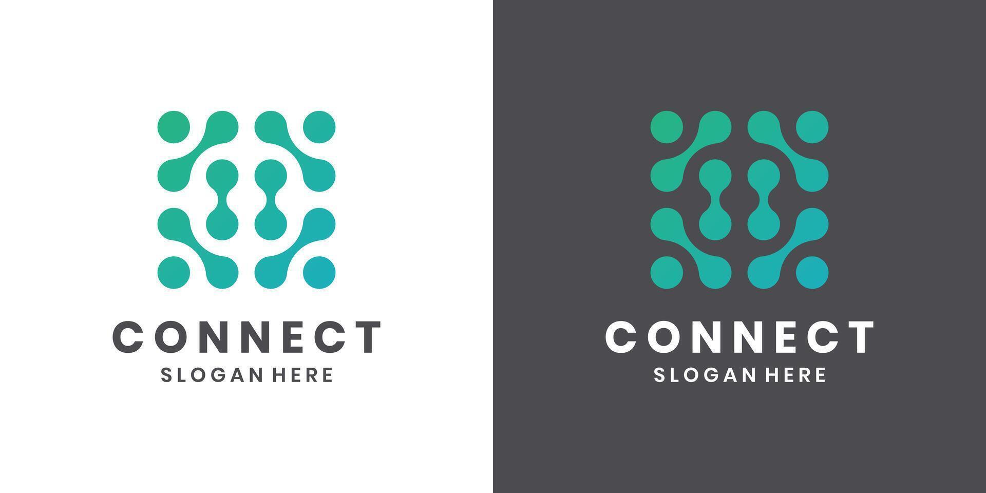 Tech connect logo design, abstract digital network symbol vector