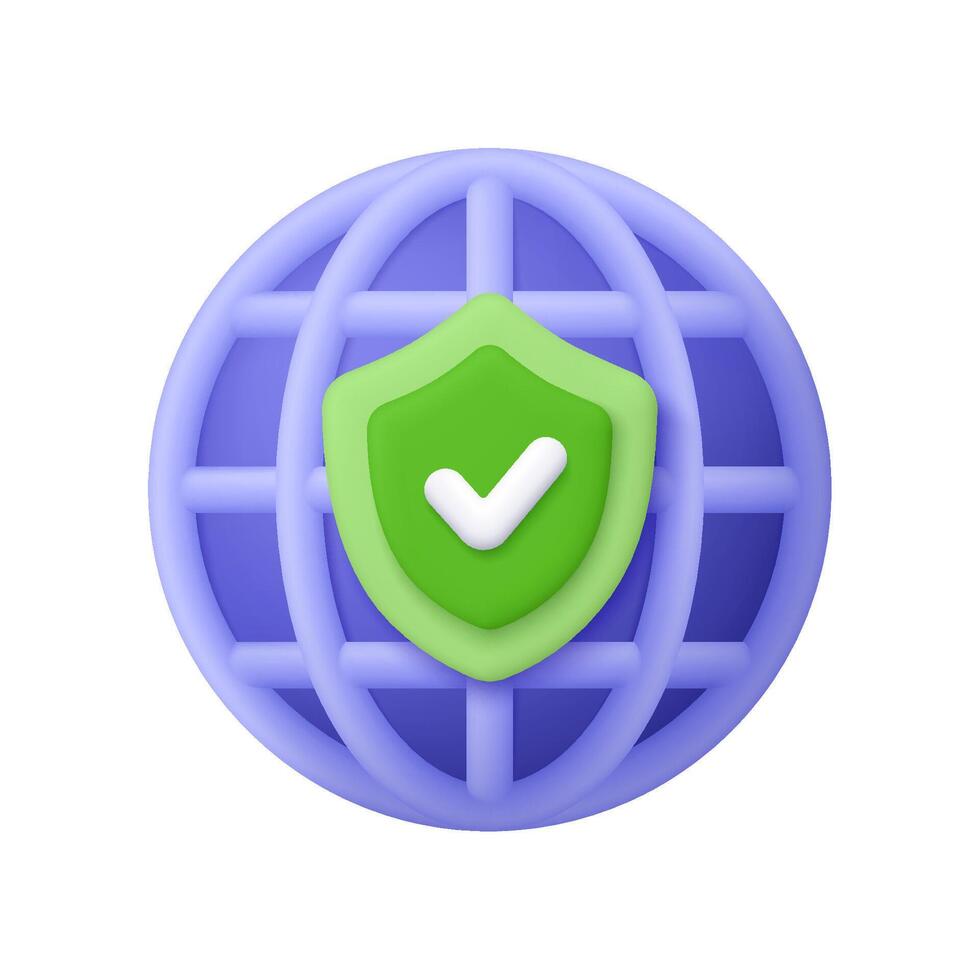 Secure globe with shield icon vector