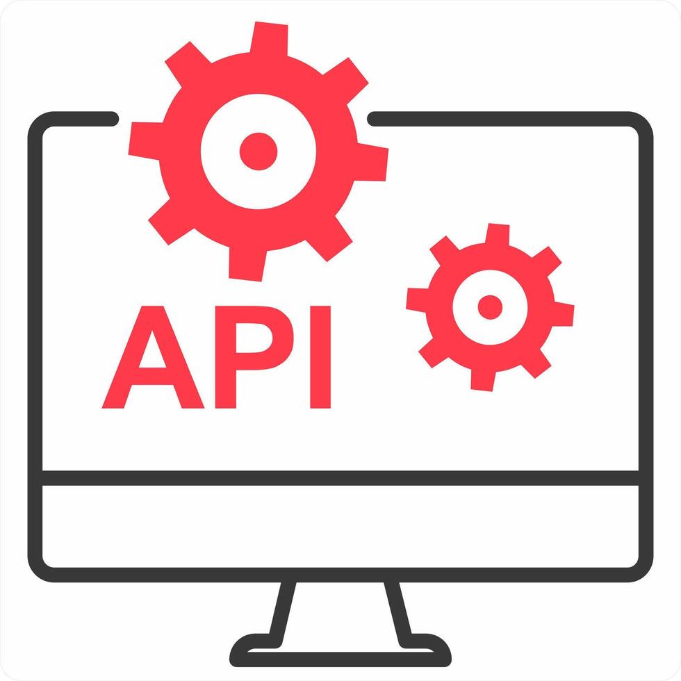 API Configuration icon concept in red color icon vector