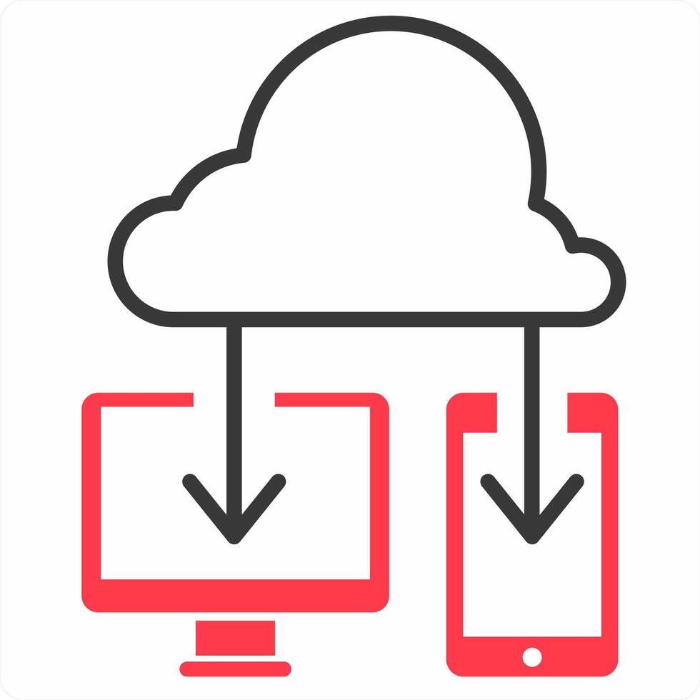 Cloud Connection icon concept in red color icon vector