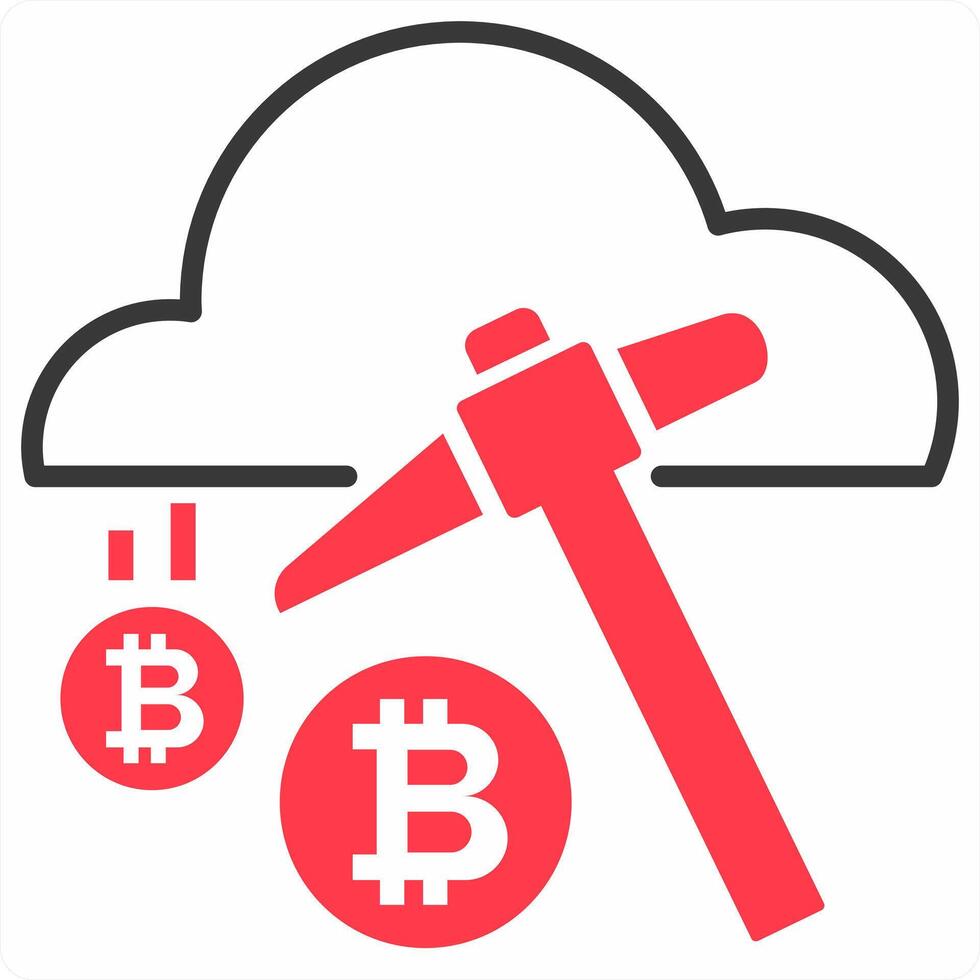 Cloud Mining icon concept in red color icon vector