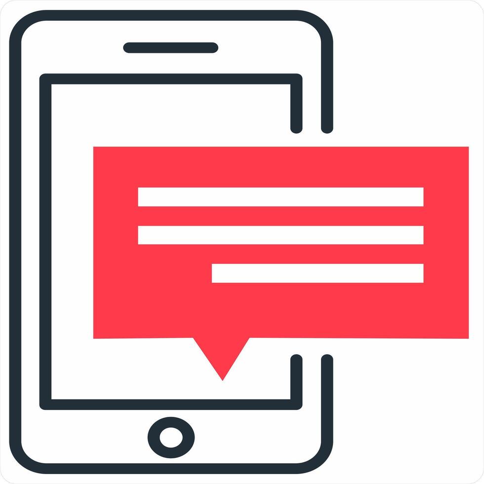 Mobile Message icon concept in red color icon vector