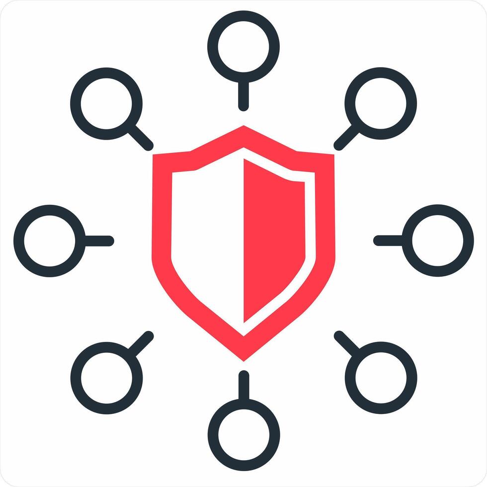 Protect Network icon concept in red color icon vector