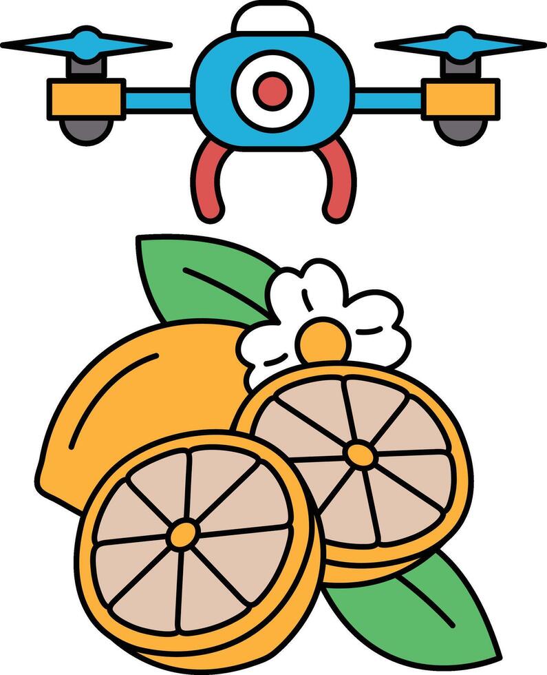 un dibujo de un zumbido y un limón con un flor en parte superior vector