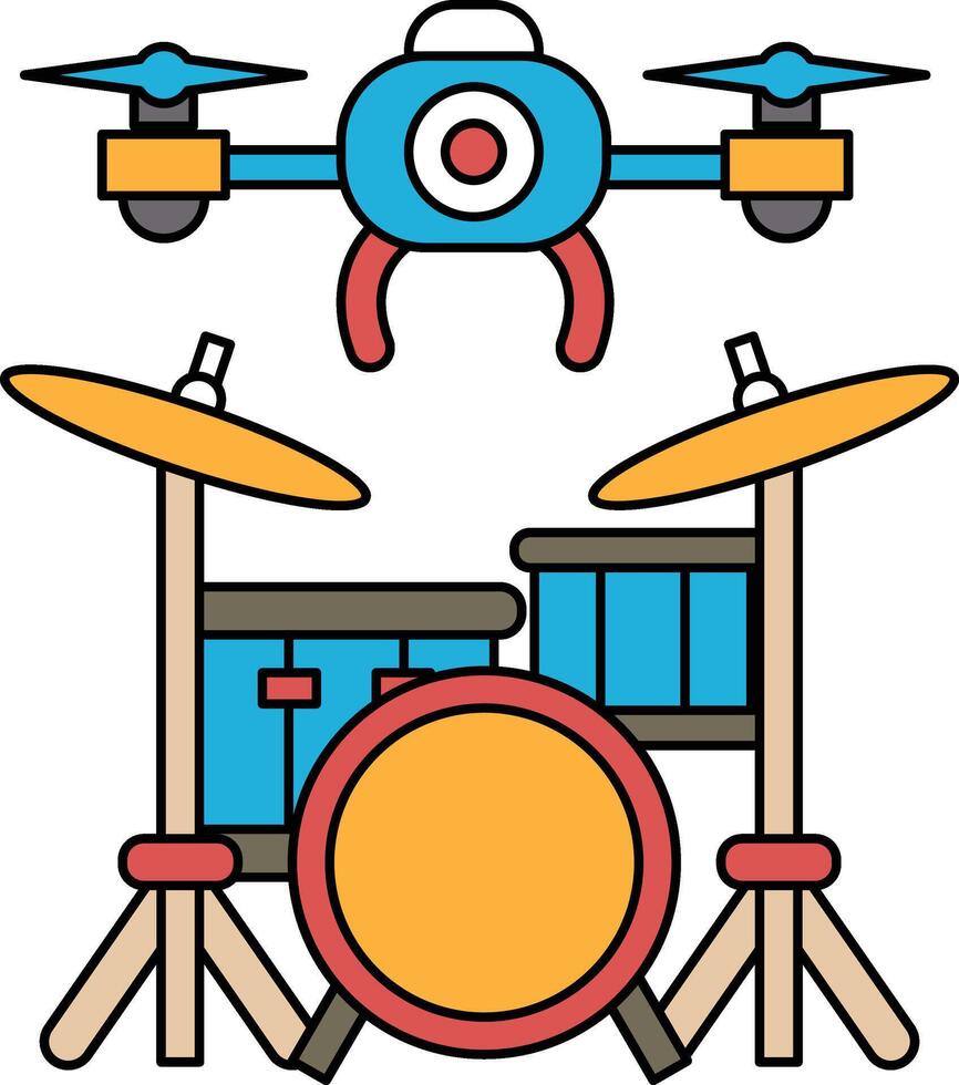 A drum set with a drone in the background vector