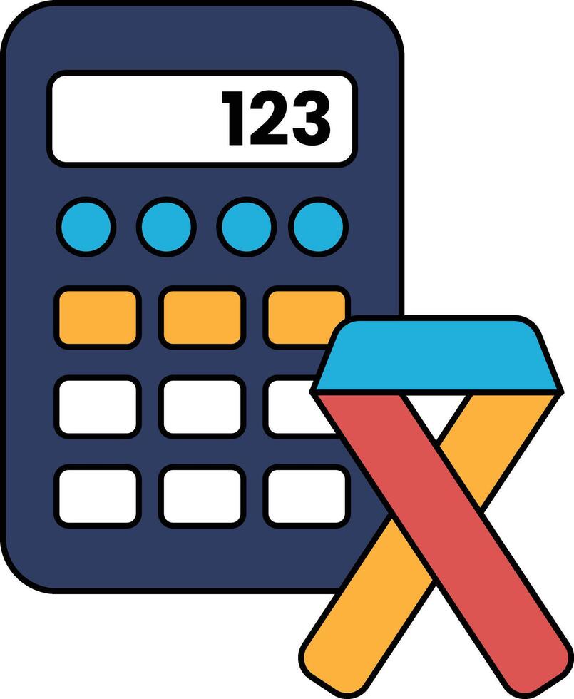 A calculator with the numbers 123 and 133 on it vector