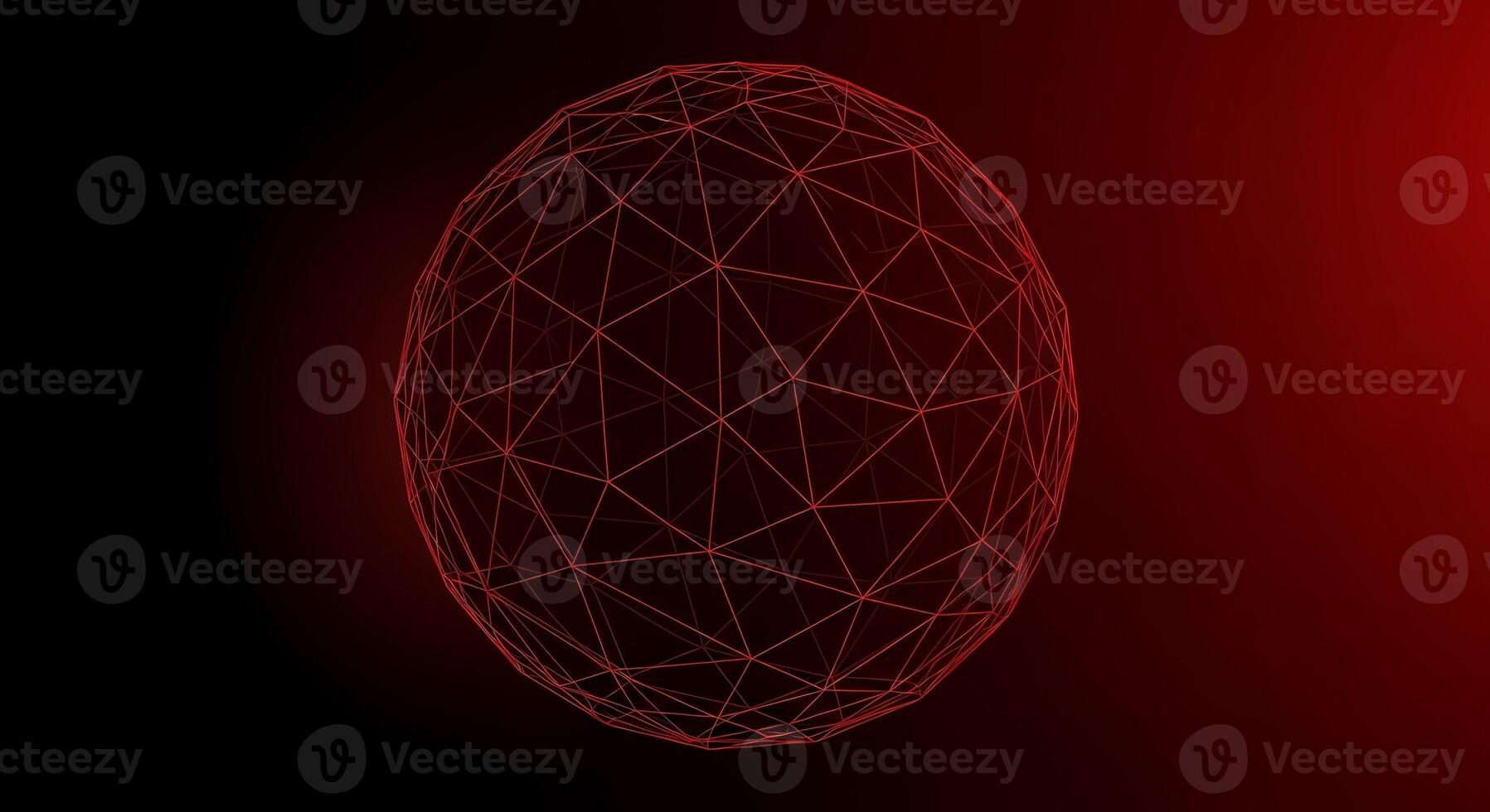 Glowing Red Wireframe Sphere on Black and Red Gradient Background - Abstract Technology Concept, cyberspace photo