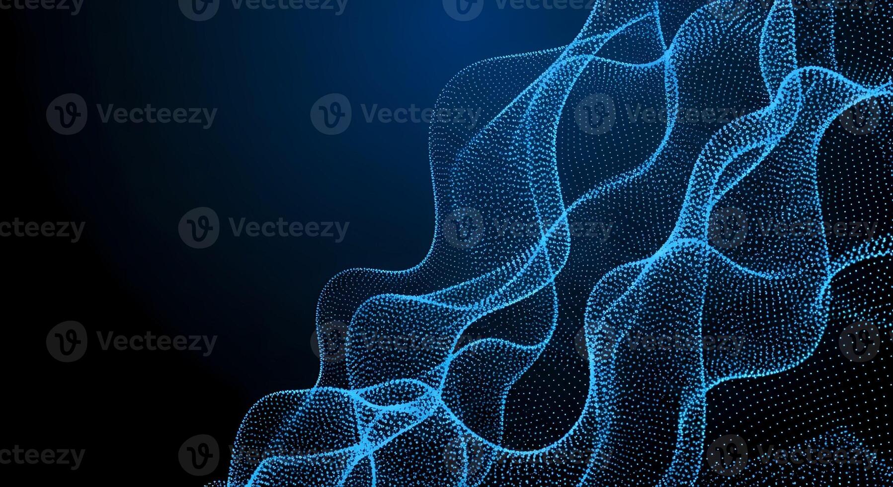 Abstract Blue Particle Wave Form Background Futuristic Digital Data Flow photo