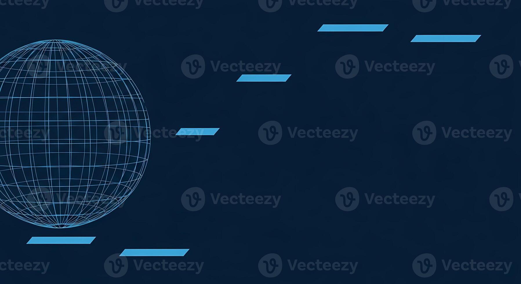 Global Network Connection and Data Analysis with Futuristic Wireframe Globe and Ascending Bars on Dark Blue Background photo