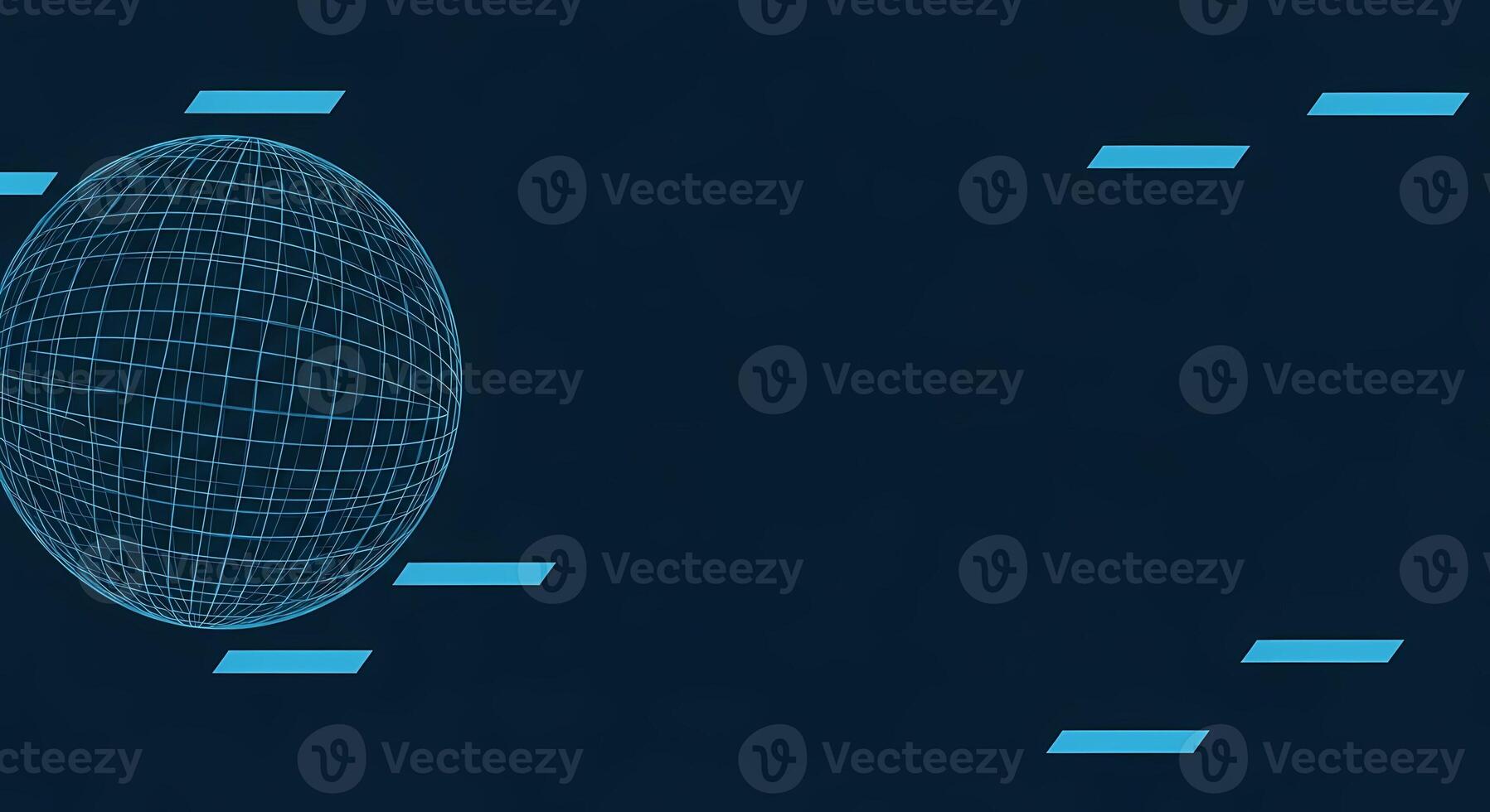 Abstract Blue Wireframe Globe with Floating Lines Futuristic Digital Network Concept photo