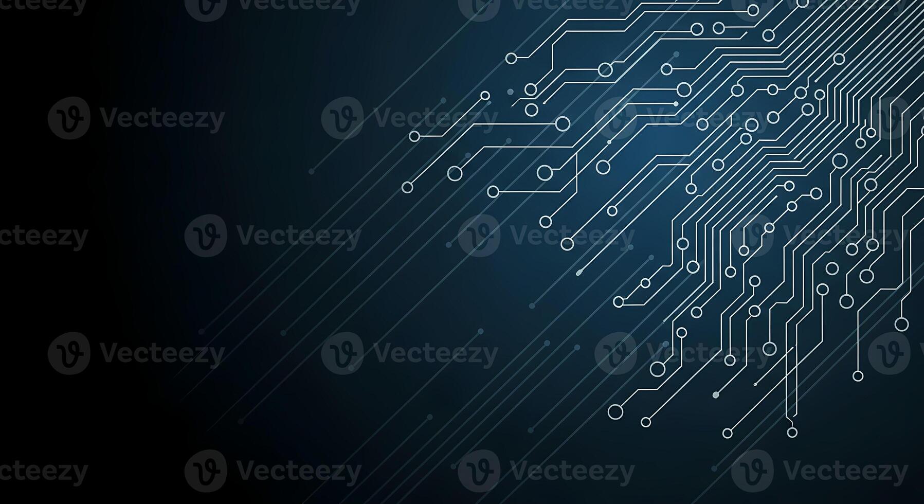 Digital Circuit Board Technology Background with Blue Gradient and White Lines Abstract Futuristic Network Concept photo