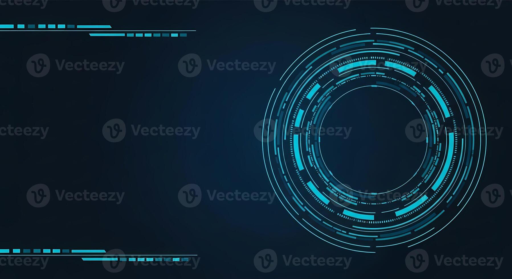 Futuristic Circular Interface Element on Dark Blue Background with Copy Space Technology and Data Visualization Concept photo
