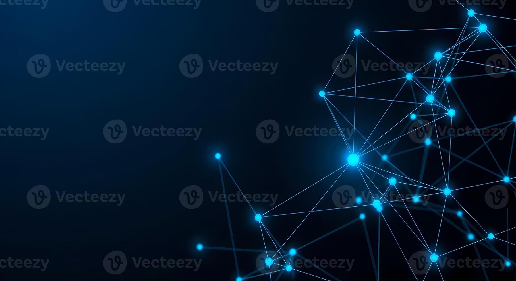 Dynamic Network Connections Abstract Glowing Blue Nodes and Lines on Dark Background Digital Technology Concept photo