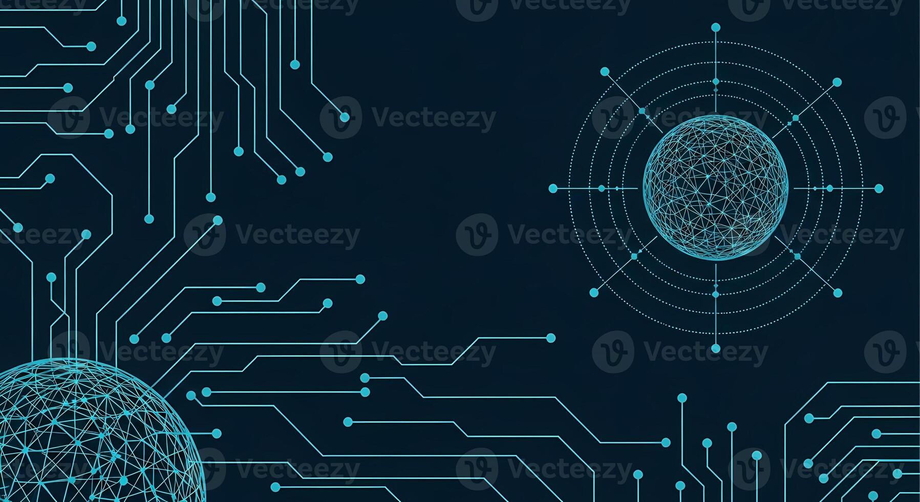 Futuristic Digital Network Globe and Circuit Board Abstract Concepts of Global Technology and Connectivity photo