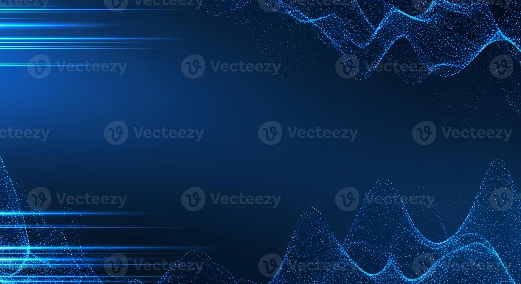 Abstract Blue Digital Waveform and Glowing Lines Background Futuristic Technology and Data Visualization photo