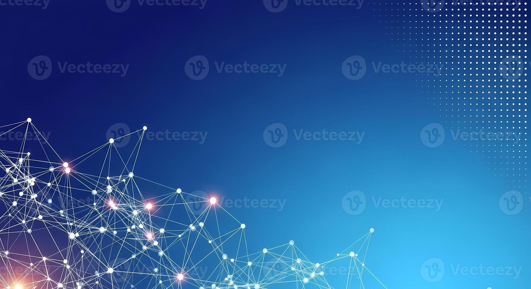 Abstract Blue Network Connections Background with Glowing Nodes and Digital Data Flow photo