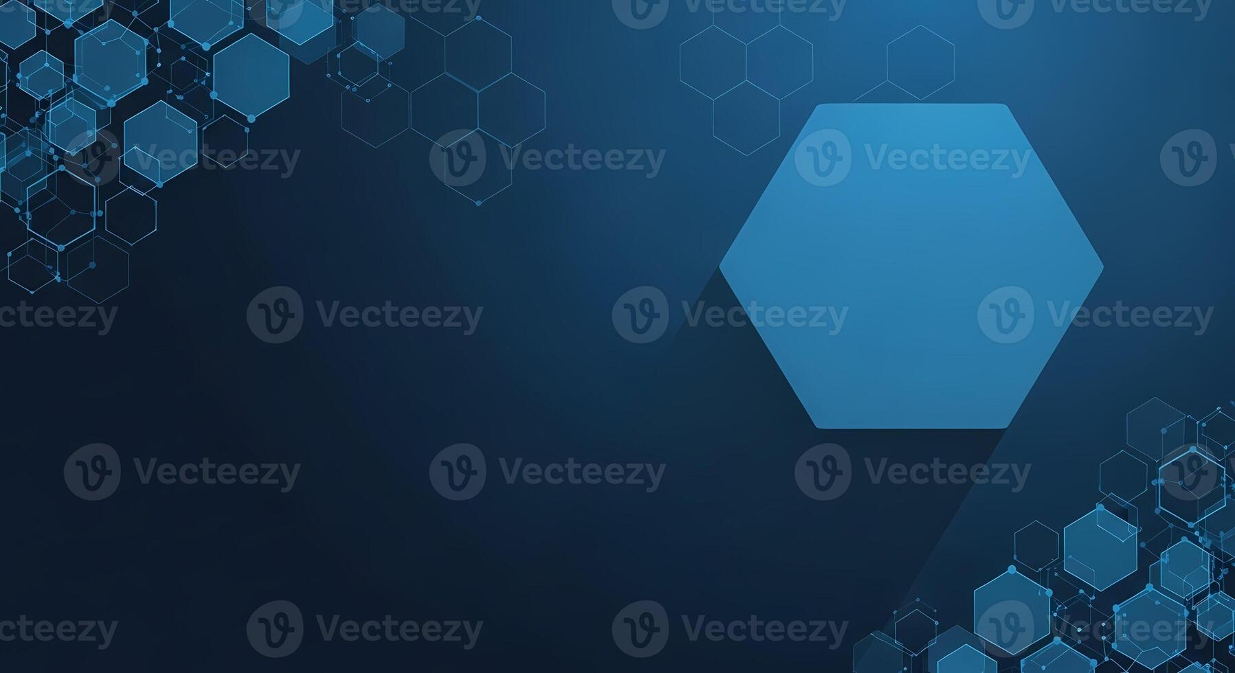 Abstract Blue Hexagon Network Technology Background Futuristic Geometric Science and Data Connection photo