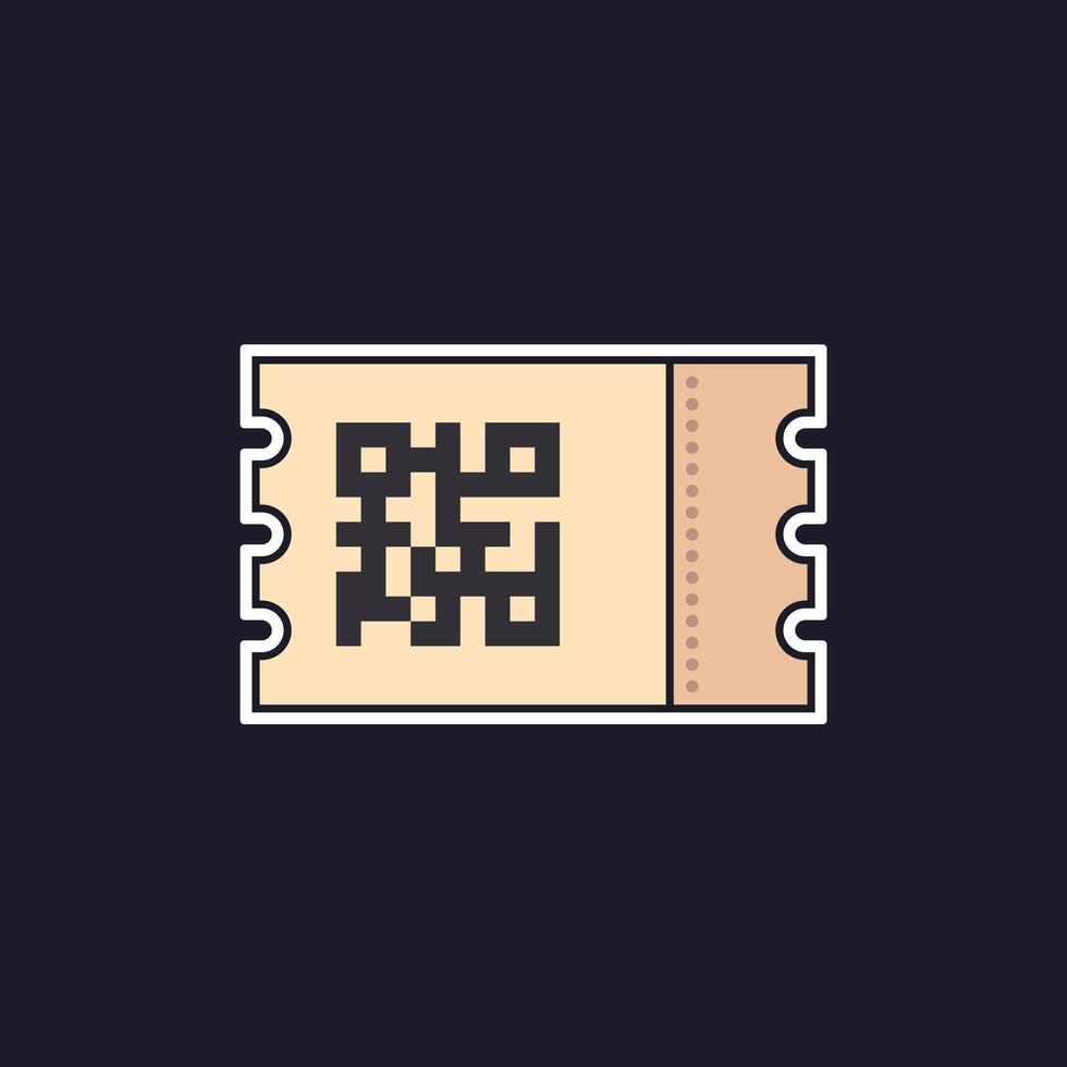boleto con qr código icono, vector