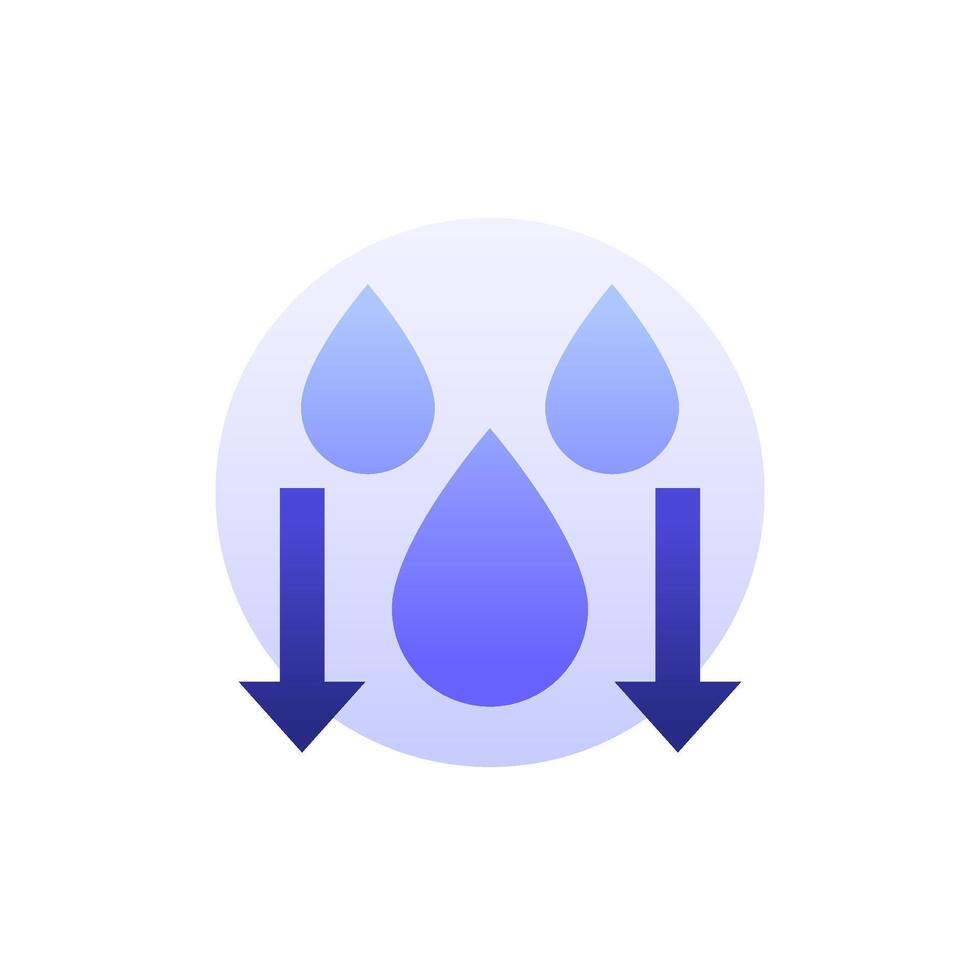 Reduce water consumption icon, low water usage design vector
