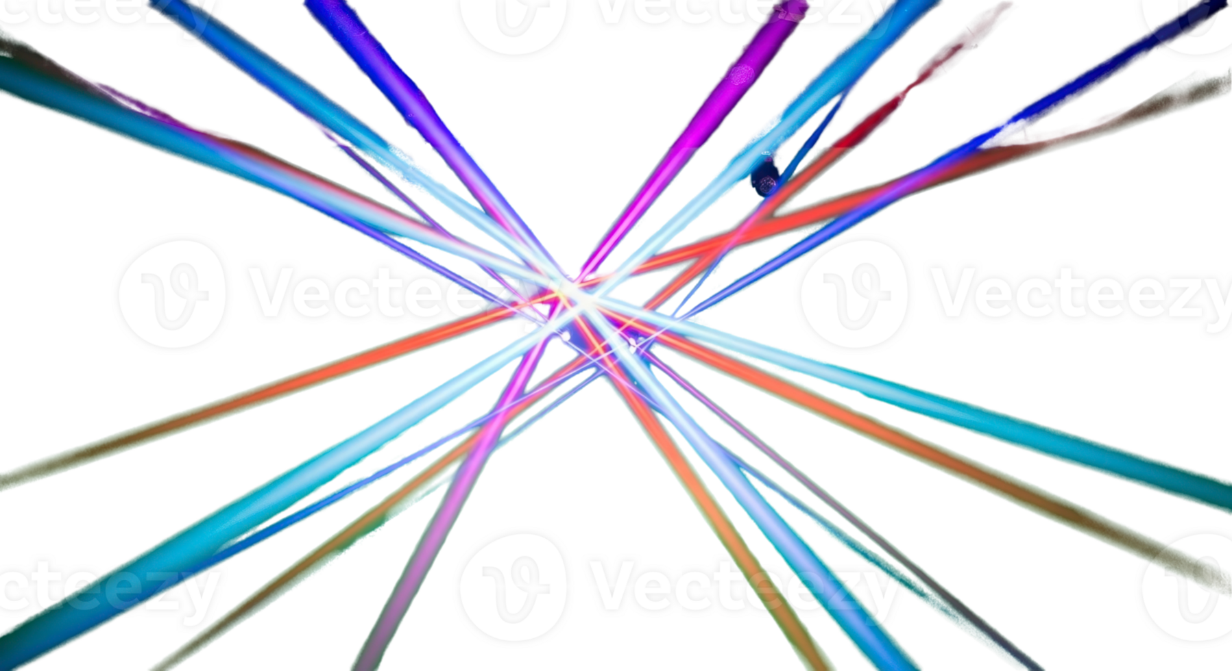 Dynamic neon light rays intersect in an abstract, futuristic burst of vibrant colors, creating a visually energetic and modern graphic design background png