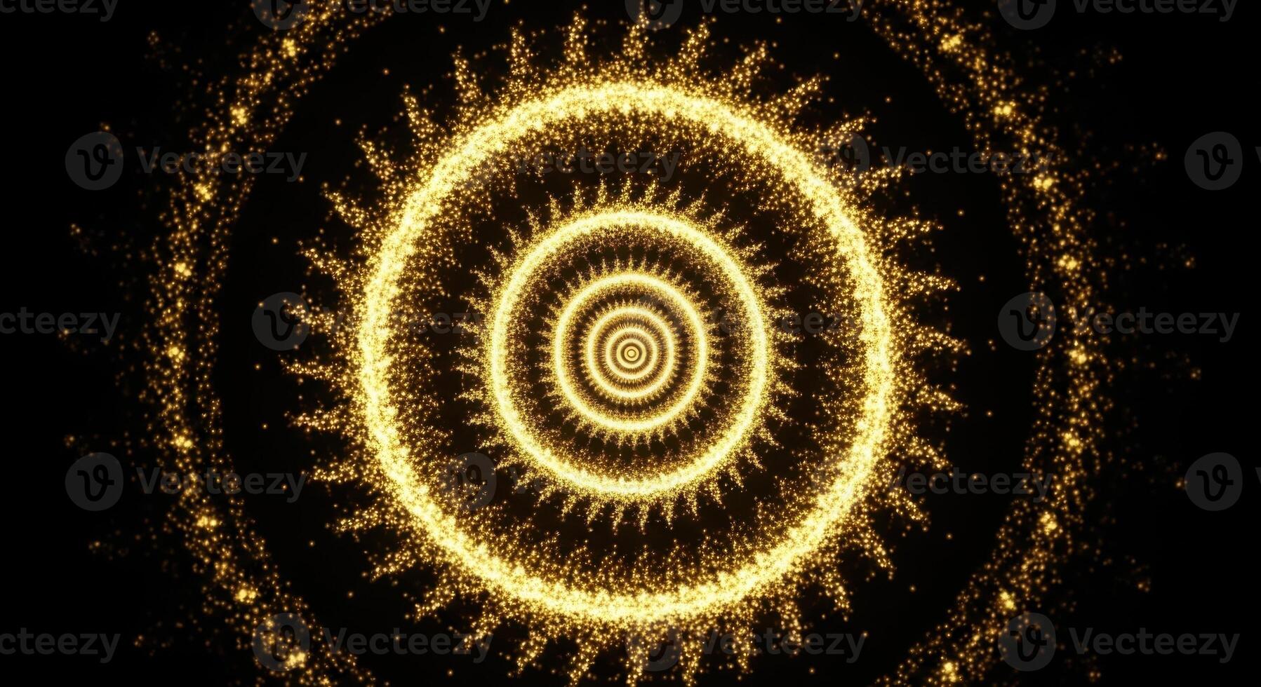 An abstract golden spiral pattern with a glowing effect. photo