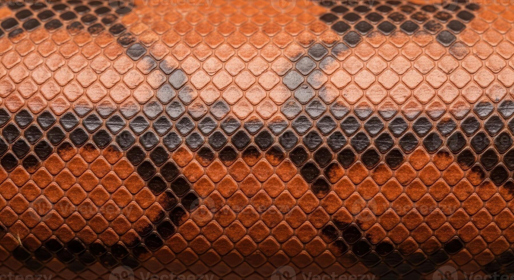 High detail macro close up of red and brown snake skin texture pattern photo