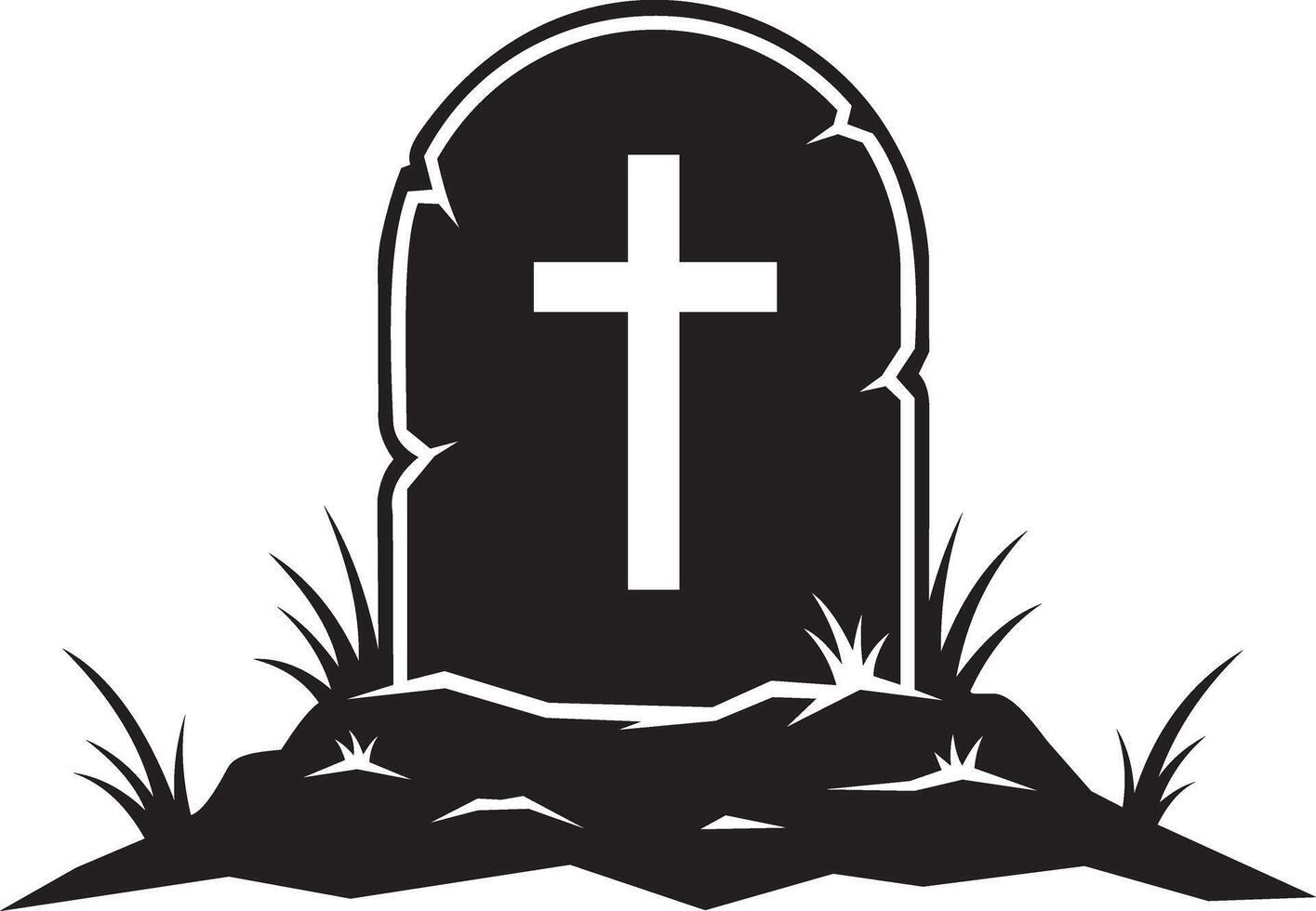 Art of gravestone with a christian cross symbol, , representing death, remembrance, and eternal rest vector
