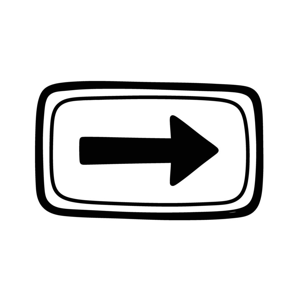 Black arrow pointing right inside a rounded rectangle vector