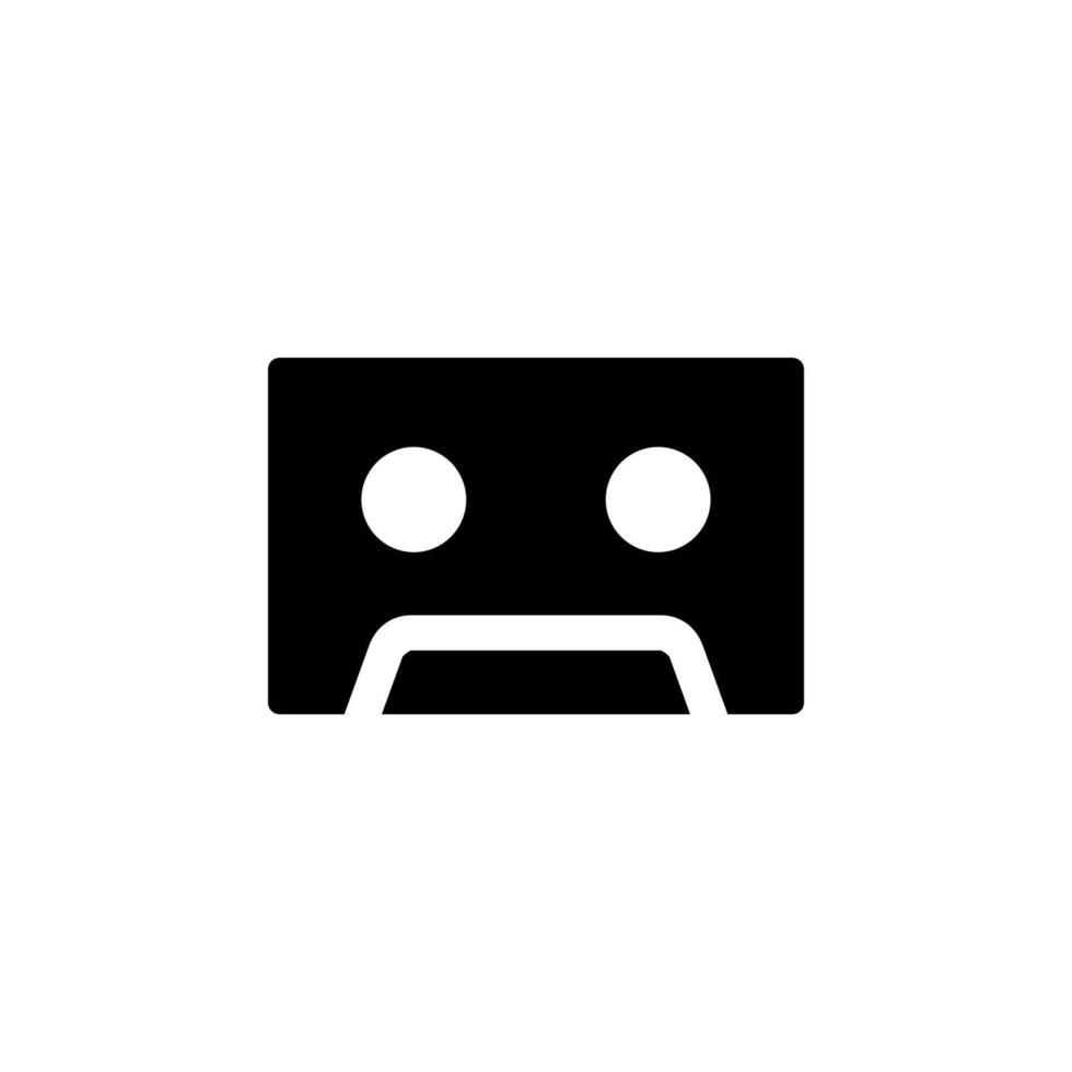Modern Cassette Solid Icon for Retro and Audio Design vector