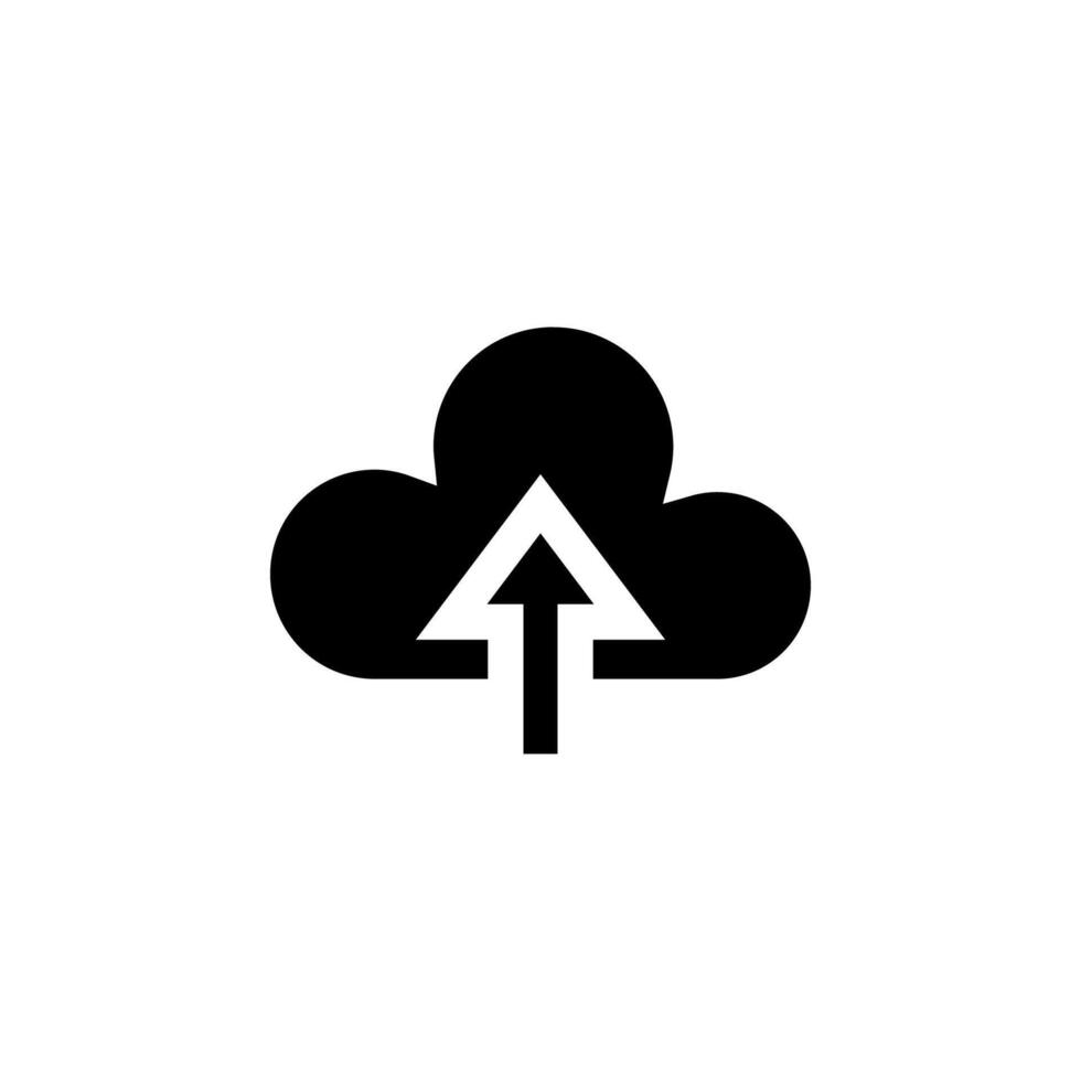 Minimal Cloud Upload Solid Symbol for File and Backup Interface vector