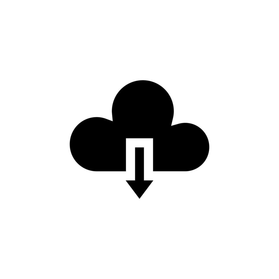 Minimal Cloud Download Solid Symbol for File and Backup Interface vector