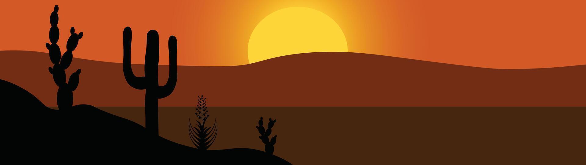 Sunset view on mountain range in nature, tree shadow at dusk, background illustration vector