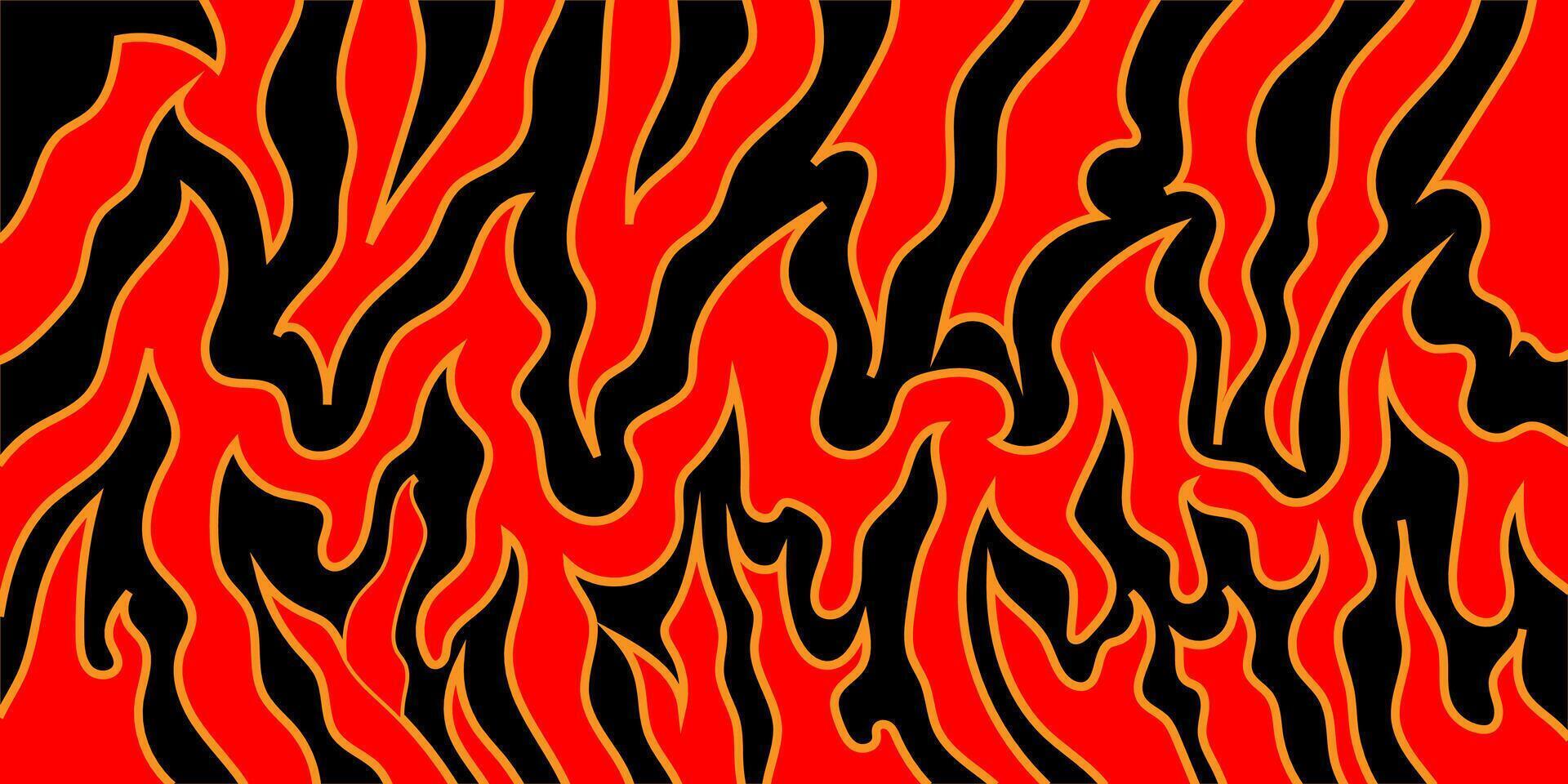 Fiery Red and Black Abstract Pattern With Wave-Like Flame Shapes for Background Design vector