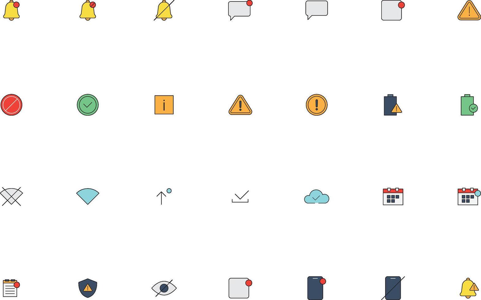 Illustrated UI UX Notifications and Alerts Icons Collection vector