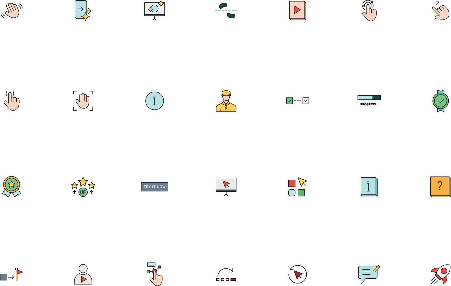 Illustrated UI UX Onboarding and User Guide Icons Collection vector