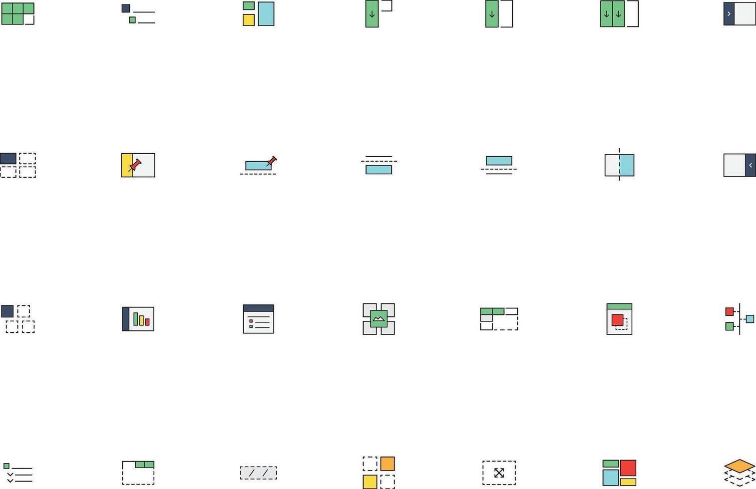Illustrated UI UX Layout and Structure Icons Collection vector