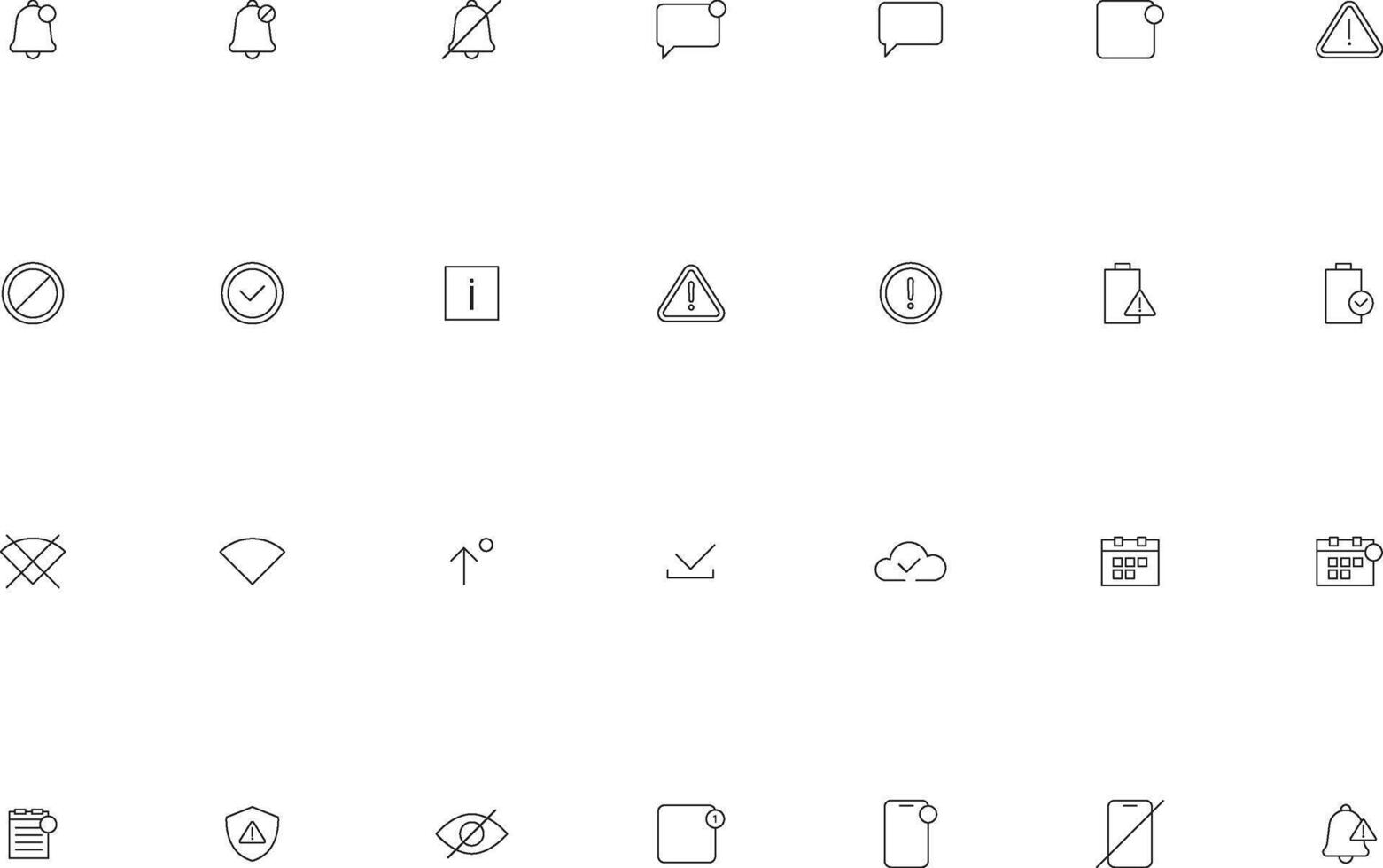 Linear UI UX Notifications and Alerts Icons Collection vector