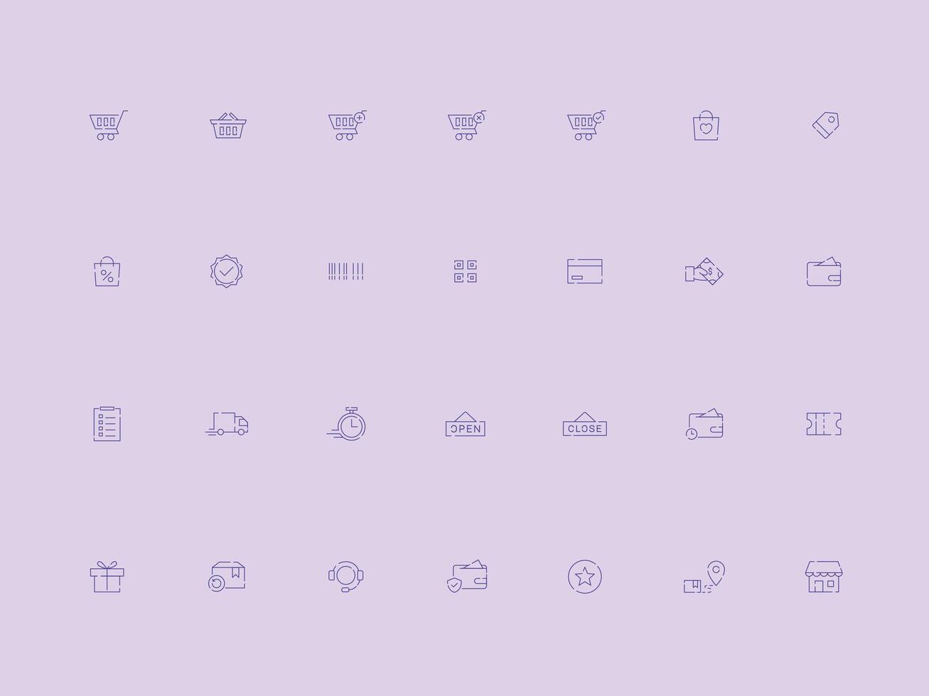 desconectado ui ux mi comercio íconos colección vector