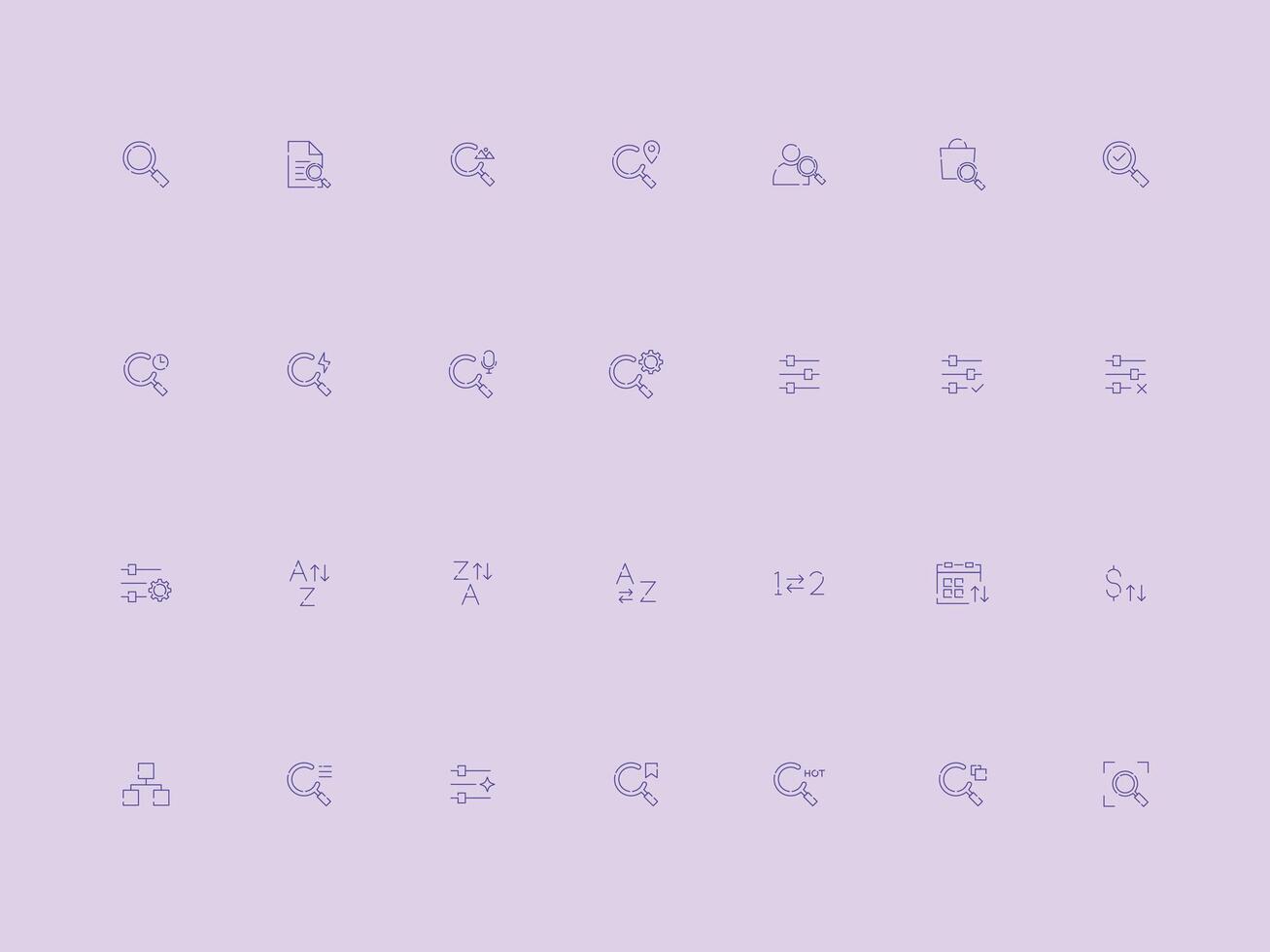 Disconnected UI UX Search and Filtering Icons Collection vector