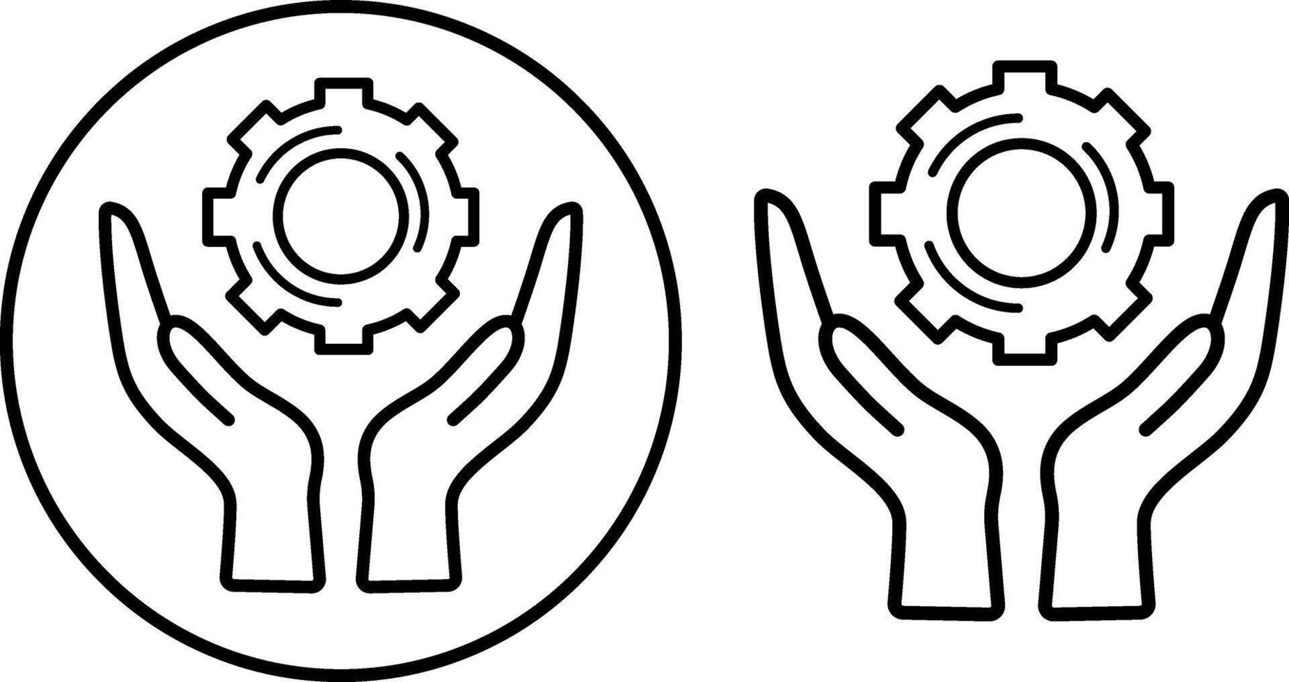 The Hand with gears icon is made in style. Modern design, it can be used for convenience in business life, infographics for mobile devices and the Internet. vector